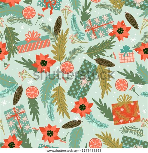 Christmas Happy New Year Seamless Pattern Stock Vector Royalty Free