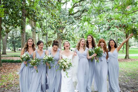 Light Blue-Gray Flowing Bridesmaid Dresses