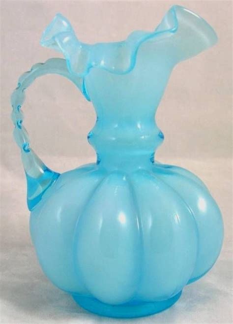 Fenton Blue Glass Melon Pitcher Fenton Glassware Vintage Glassware Fenton Glass