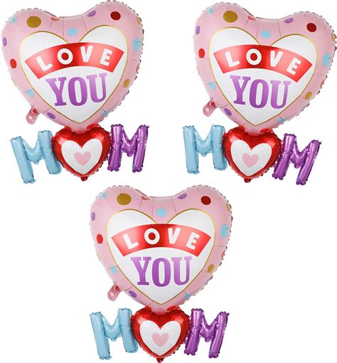 Avmbc Mothers Day Party Balloons Love You Mom Heart Foil