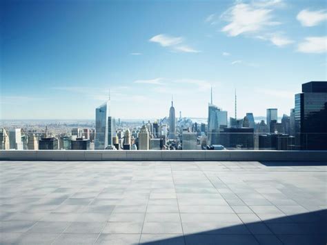 Premium AI Image | Perspective view of empty floor and modern rooftop ...