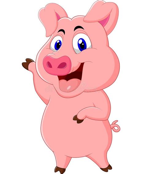 Maialino Simpatico - Simpatico Personaggio Mascotte Maialino Cartone Animato Illustrazione ...