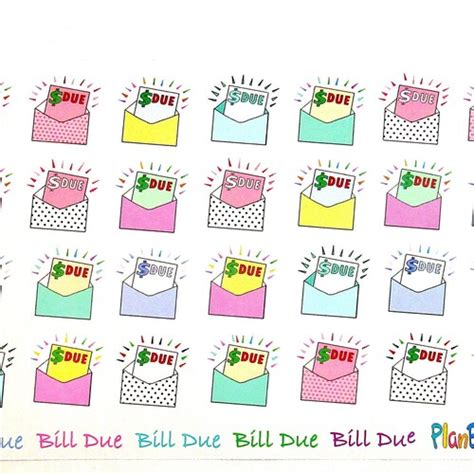 Bill Due Planner Stickers Payment Due Stickers Bill Due Icon Etsy