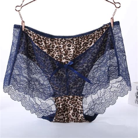 High Quality Brand Womens Briefs Sexy Lingeries Plus Size 5xl Leopard Lace Mid Waist Underwear