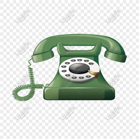 Hand Drawn Green Landline Illustration, Green Landline, Green Phone Line, Beautiful Landline PNG ...