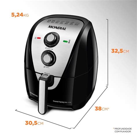 Tamanho Air Fryer 5 Litros - Fritadeira sem Óleo Mondial Air Fryer AF-55i, Grand Family, 5,5 Litros ...