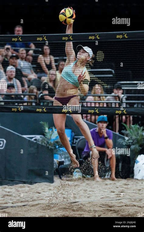 Phoenix Az September 24 Kristen Nuss Hits The Ball During The Avp