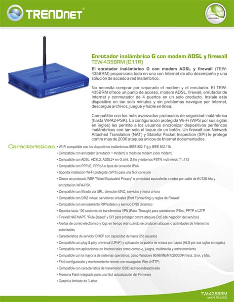 Enrutador Inal Mbrico G Con Modem Adsl Y Firewall