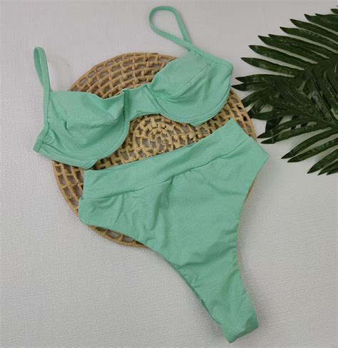 Meia Taça Hot Pants Lurex Verde Água CARIOKAS MODA PRAIA