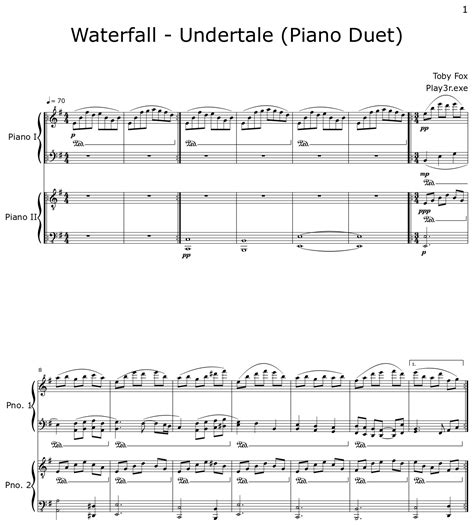 Waterfall Undertale Piano Duet Sheet Music For Piano