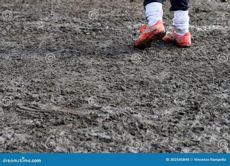 Muddy Football Field With Muddy Player Stock Photo Image Of Running