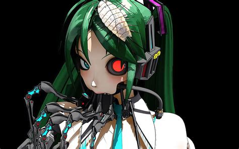 Anime Miku Vocaloid Creepy Robot Cyborg Sci Fi Science Fiction Couleur