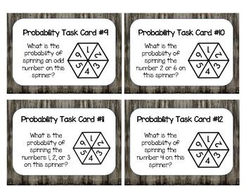 Probability Task Cards By Fourth Grade Chic TPT