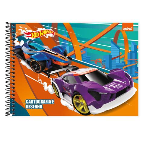 Caderno Desenho Cartografia Capa Dura 48 Folhas Hot Wheels Shopee Brasil