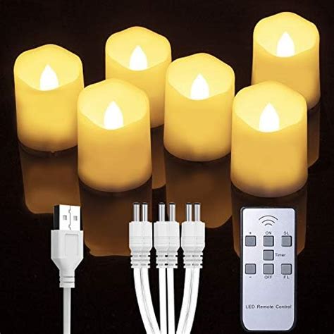 Expower Flameless Candles 12 Rechargeable Led Flickering Tea Lights 12 Frosted