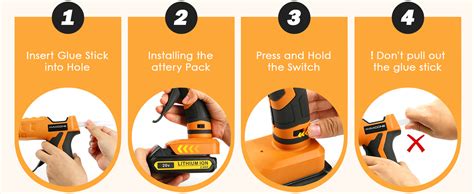 Amazon W Cordless Hot Glue Gun For Dewalt V Max Battery Tool Only Wireless Power