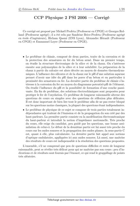 Physique Psi Psi Pt Pt Classes Pra C Paratoires S 6