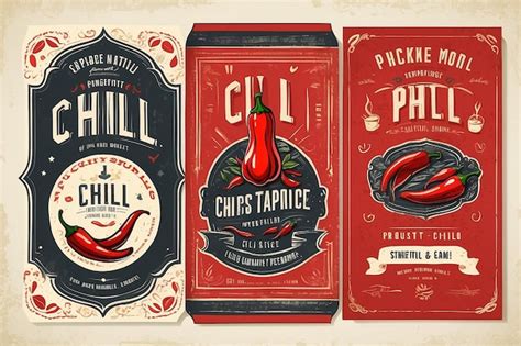 Premium Photo Packaging Design For Chili Pepper Hot Sauce Vintage