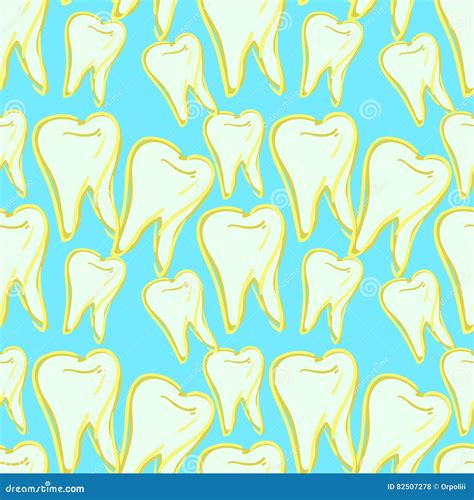 Seamless Pattern Dentistry Tooth Close Up Picture Vector Illustration