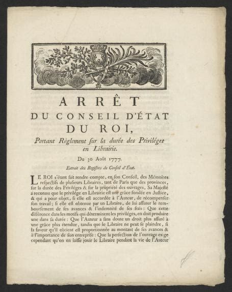 Arrêt du Conseil d État du roi portant réglement sur la durée des