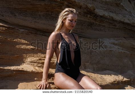 Beautiful Sexy Blonde Girl Swimsuit Posing Stock Photo Shutterstock