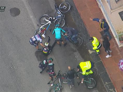 Giro D Italia Big Crash Down Again Remco Evenepoel Crashes