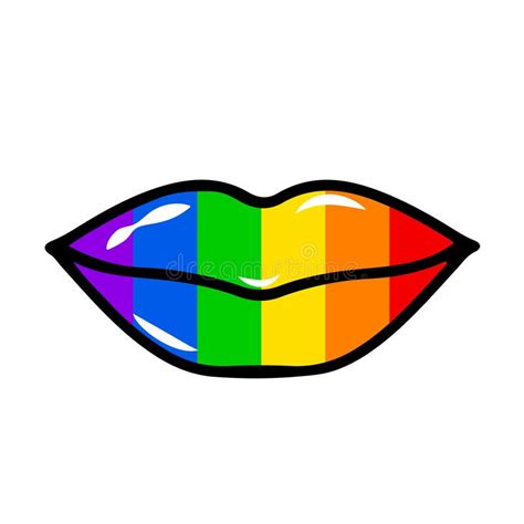 Rainbow Lipstick Kiss Isolated On White LGBT Community Symbol Gay Pride Month Imprint Of The