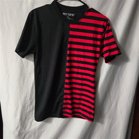 Hot Topic Red And Black Color Block Striped Depop