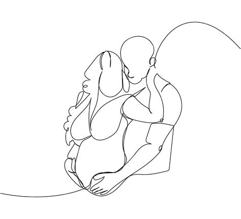 Premium Vector Husband Hugging His Pregnant Wife One Line Art Continuous Line Drawing Of