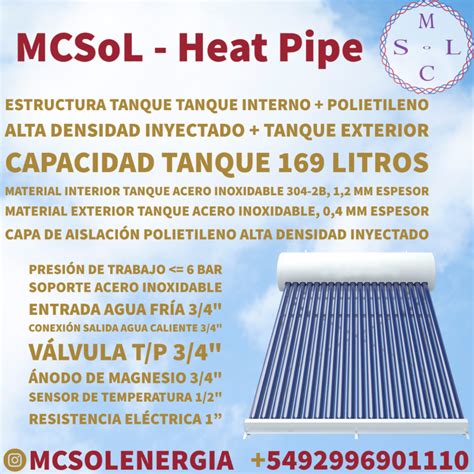 Termotanque Solar Heat Pipe TS HP170 170 Litros