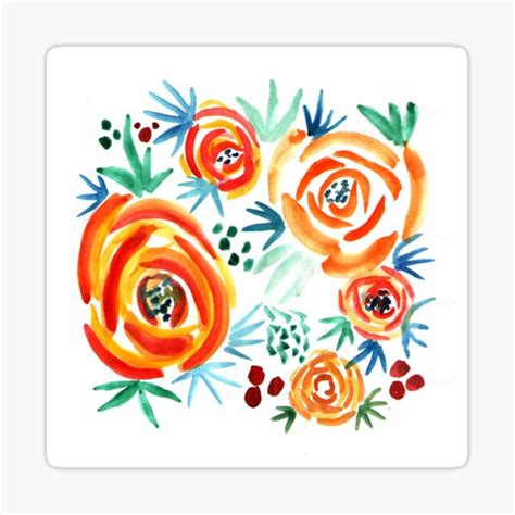 Watercolor Flowers Sticker For Sale By Artgaus1 Redbubble