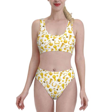 High Waisted Bikini Sets For Women Certificate Trophy Piece Sporty