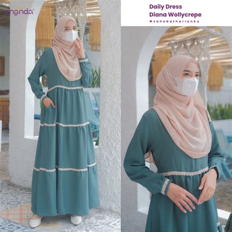 Jual Irnanda Diana Dress Gamis Polos Wanita Dewasa Remaja Bahan