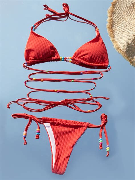 Bikini Incrociato Triangolo Con Lacci Laterali