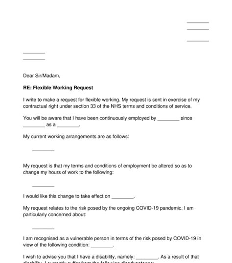 Letter To Request Flexible Working Sample Template