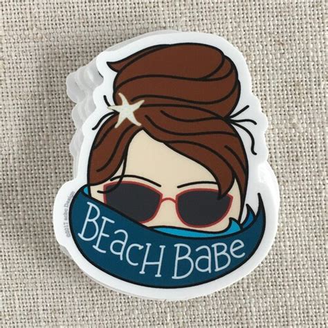 Beach Babe Brunette Vinyl Sticker Beach Sticker Modern Etsy
