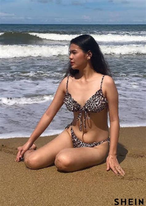 Shein Swim Vcay Leopard Print Bikini Set Frill Trim Triangle Bra Tie Side Bottom Piece