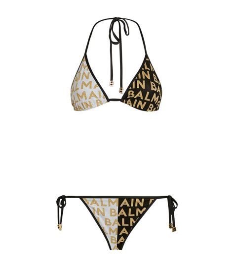 Buy Balmain Logo Print Triangle Bikini Black At Off Editorialist