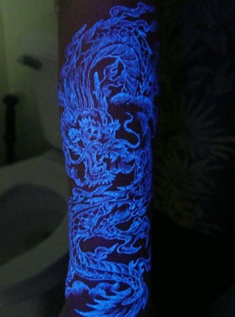 Detailed Dragon Glow In The Dark Mens Arm Tattoo Sleeve Black Light