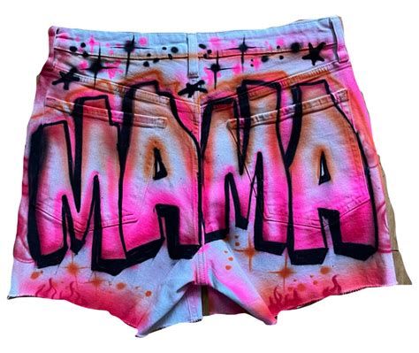 HOOCHIE MAMA USA Airbrush Custom Denim Spray Paint Shorts Etsy