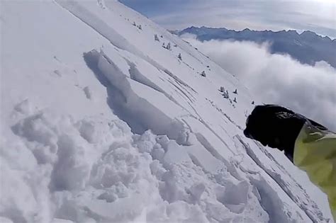 Terrifying Moment Skier Sparks Huge Avalanche After Cutting Into Slope