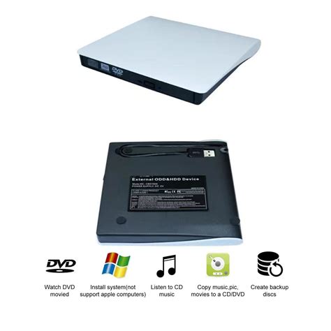 USB 3.0 külső CD-meghajtó, DVD +/-, RW DVD/CD ROM, fehér - eMAG.hu