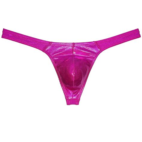 Botmois Men Gloss Bikini Thong Underwear Elastic Bulge Pouch Underpants Classics Wet Look T Back