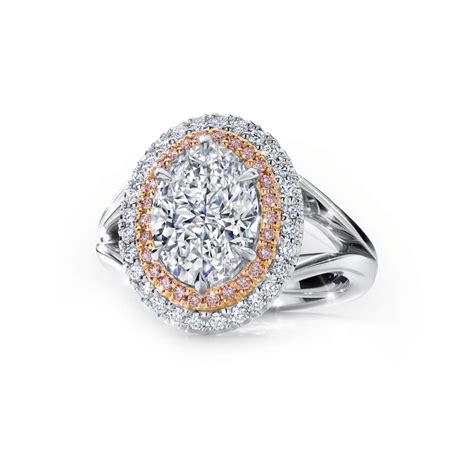 Leora Platinum And 18ct Rose Gold 3 02ct Oval White Diamond Ring With