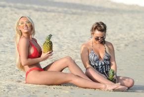Amber Turner Sexy In Red Bikini With Pineapple On The Beach In Dubai AZNude