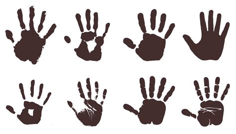 Set Of Male Hand Print Silhouettes Handprint Silhouette 9392974 Vector Art At Vecteezy