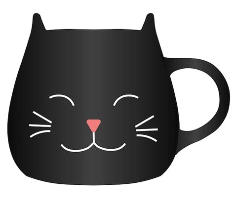 Tasse à Café Chat Noir Avec Oreilles Vecteur Premium