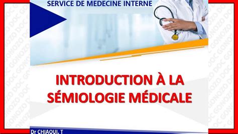 Introduction à La Sémiologie Et Rédaction De Lobservation Médicale