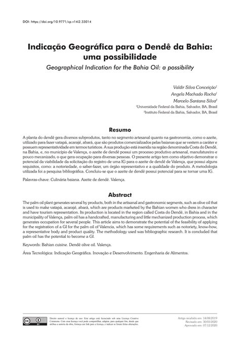 PDF Indicação Geográfica para o Dendê da Bahia uma possibilidade