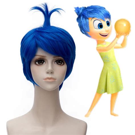 Free Shipping!! Movie Inside Out Joy Cosplay Wig Blue Short Synthetic ...